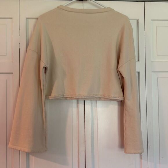 Peyton Valley crop ivory pullover sweatshirt m - Picture 4 of 9